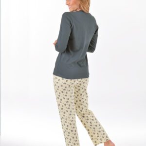 tlac Pyžama 2025 19169P  - tm. šedá žlutobílá L